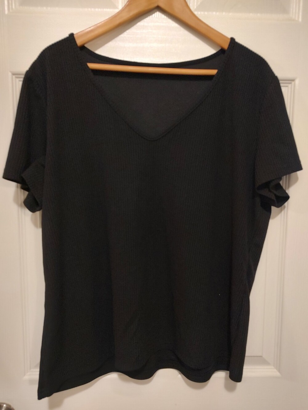 Black V-Neck Women's Top